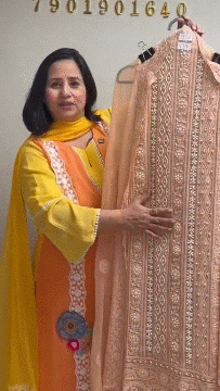 192A Lakhnavi Georgette Dusty Peach Suit Fabric / CKC Lakhnavi Suits