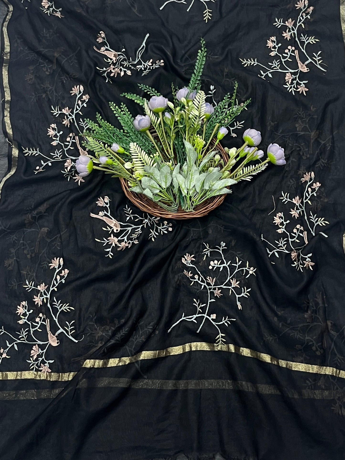 261B Mul Cotton Black Suit Fabric/ CKC Mul Cotton