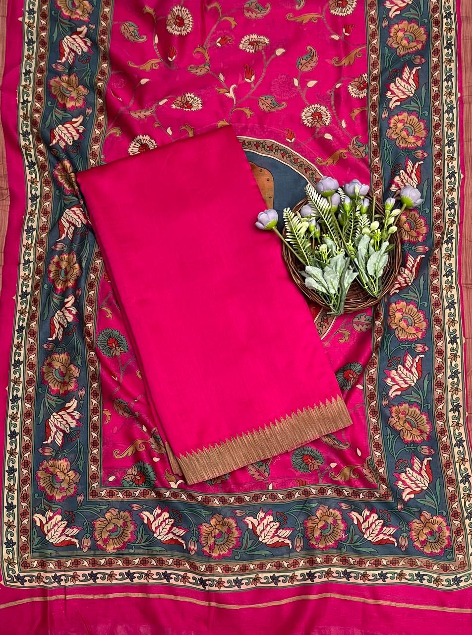 Pure Maheshwari Magenta Suit Fabric - Studio CKC