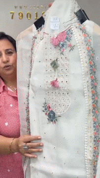 Ckc 308 Kotta Doria Off White With Pink Suit Fabric/ CKC Mul Cotton
