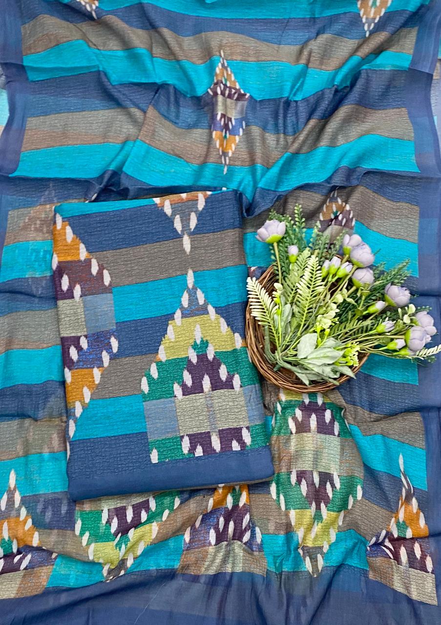 805D PURE MUL COTTON BLUE SUIT FABRIC / CKC MUL COTTON SUITS