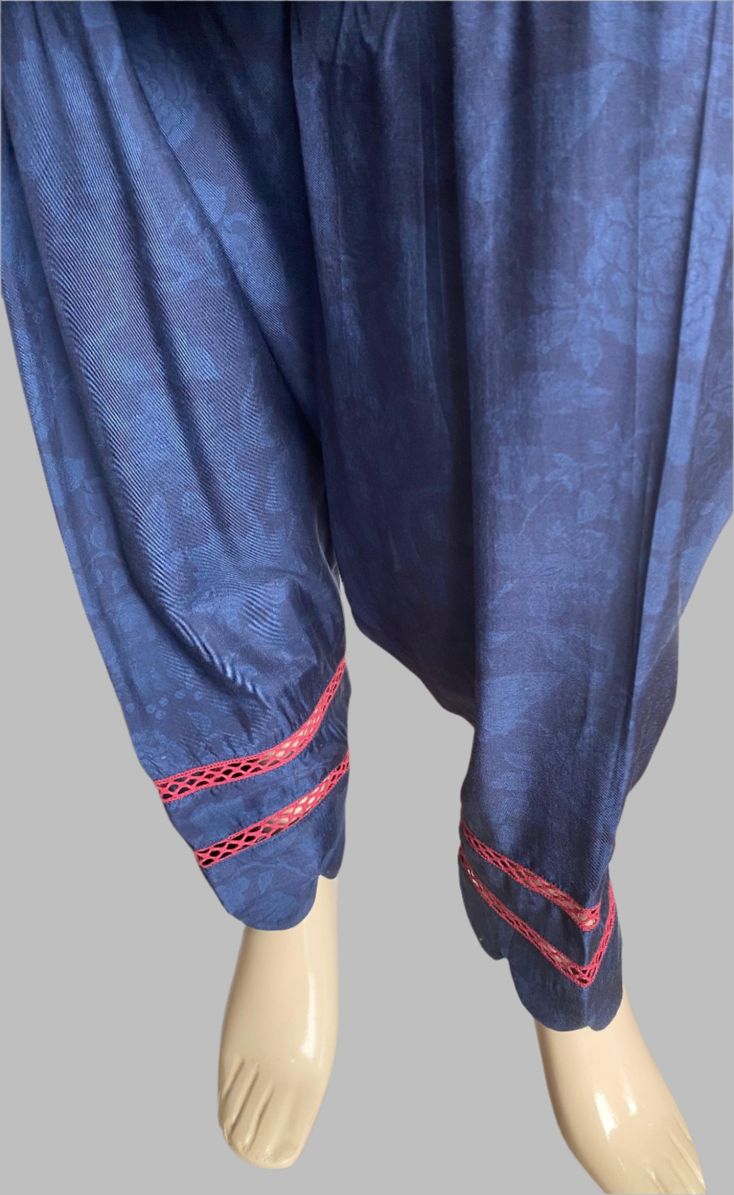 Muslin Navy Blue Stitched Suit / Panel Design
