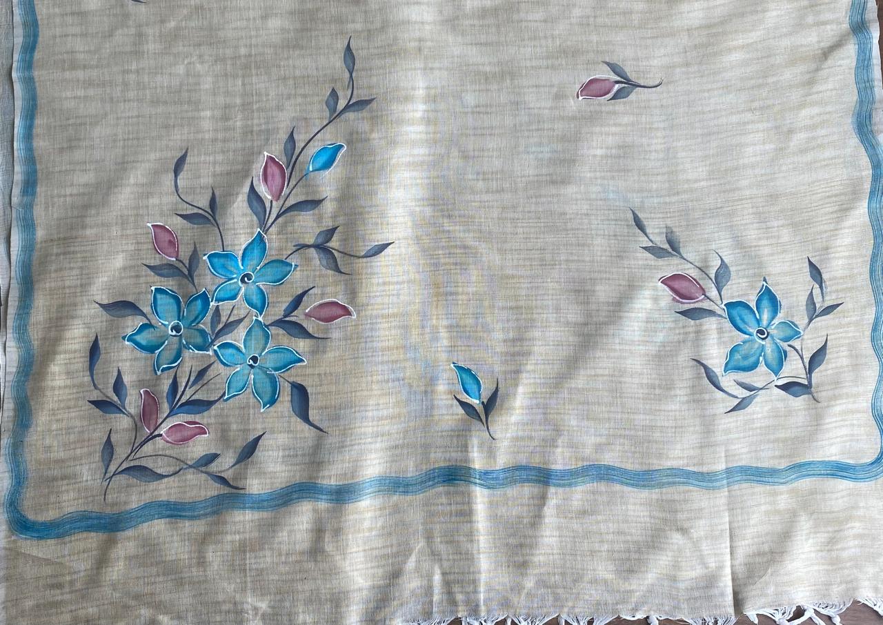 Tassar Cotton Blue Suit Fabric / Tassar Suits