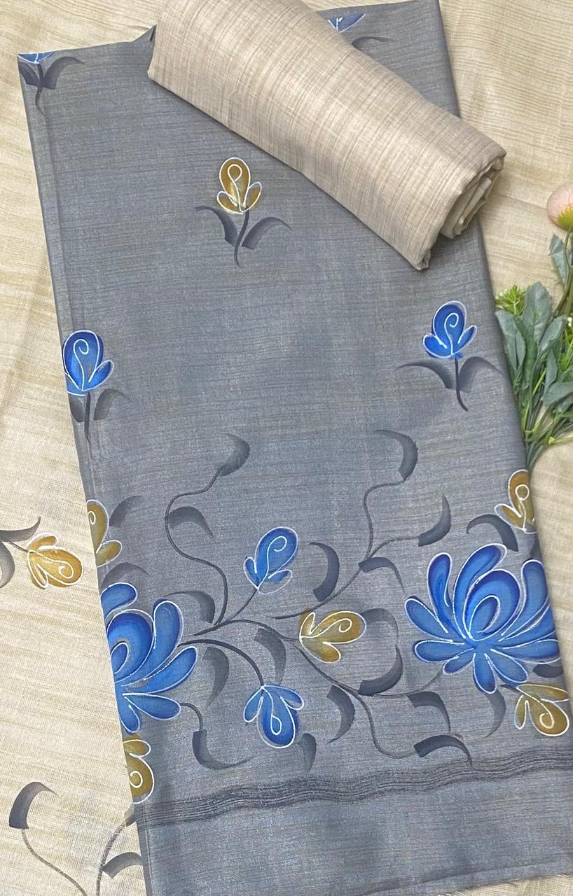 Tassar Cotton Grey Suit Fabric / Tassar Suits