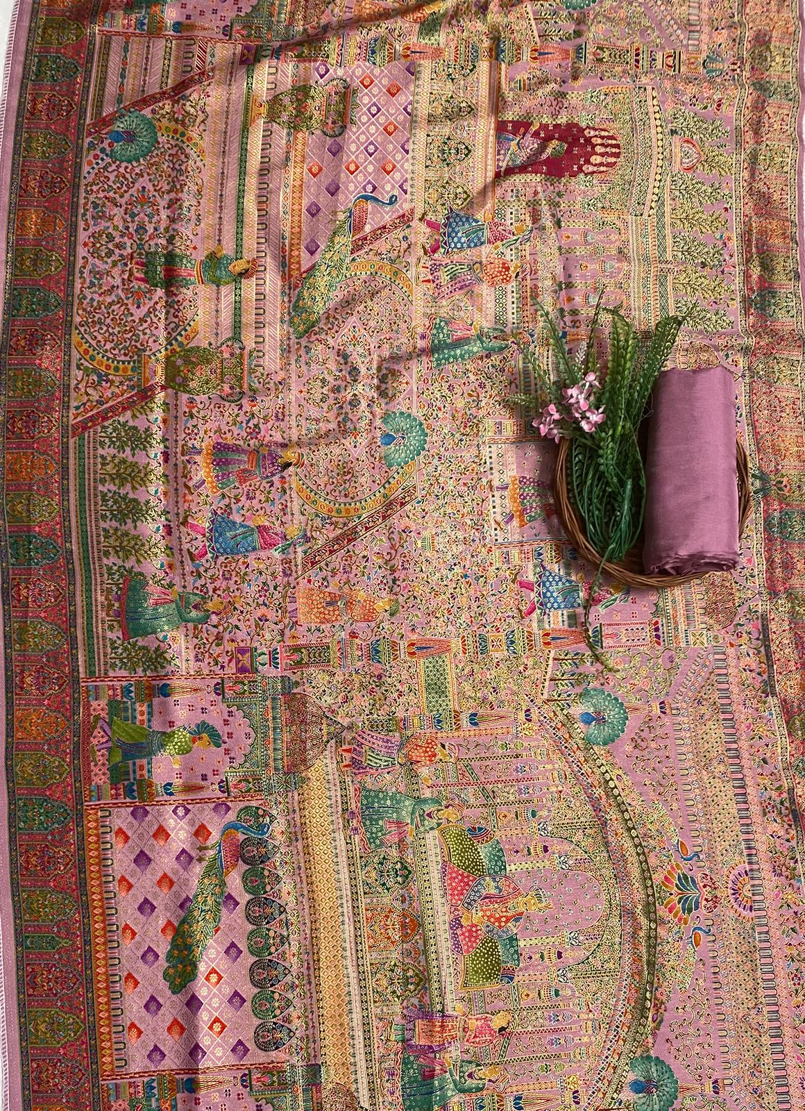 Banarasi Lilac Suit Fabric / Festive Vibe