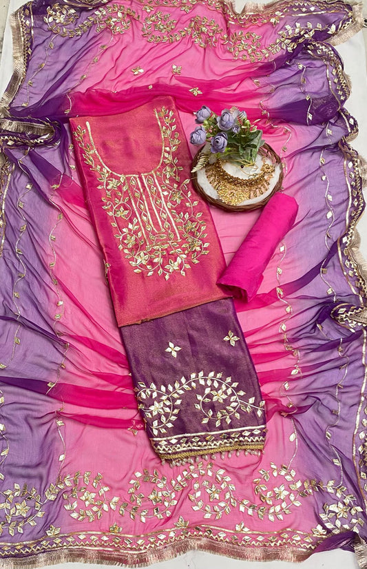Shimmer Magenta With Purple Suit Fabric / Festive Vibe