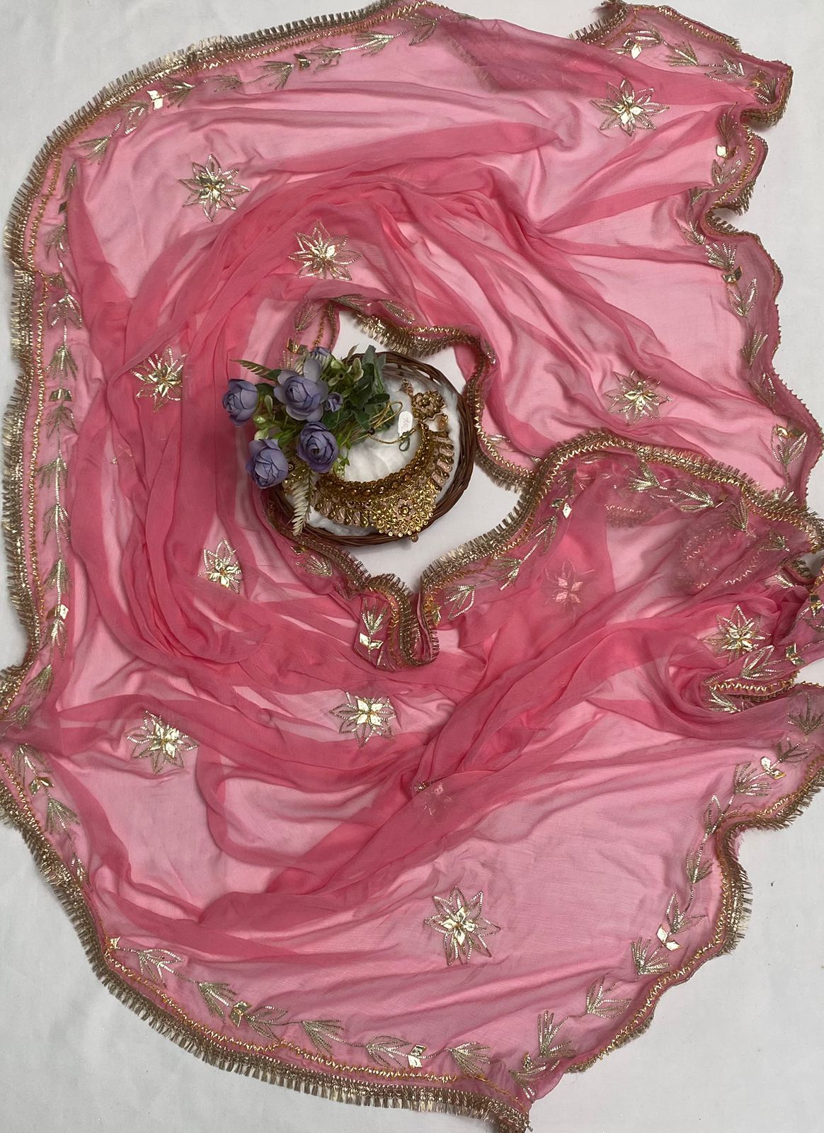 Satin Organza Pink Suit Fabric / Festive Vibe