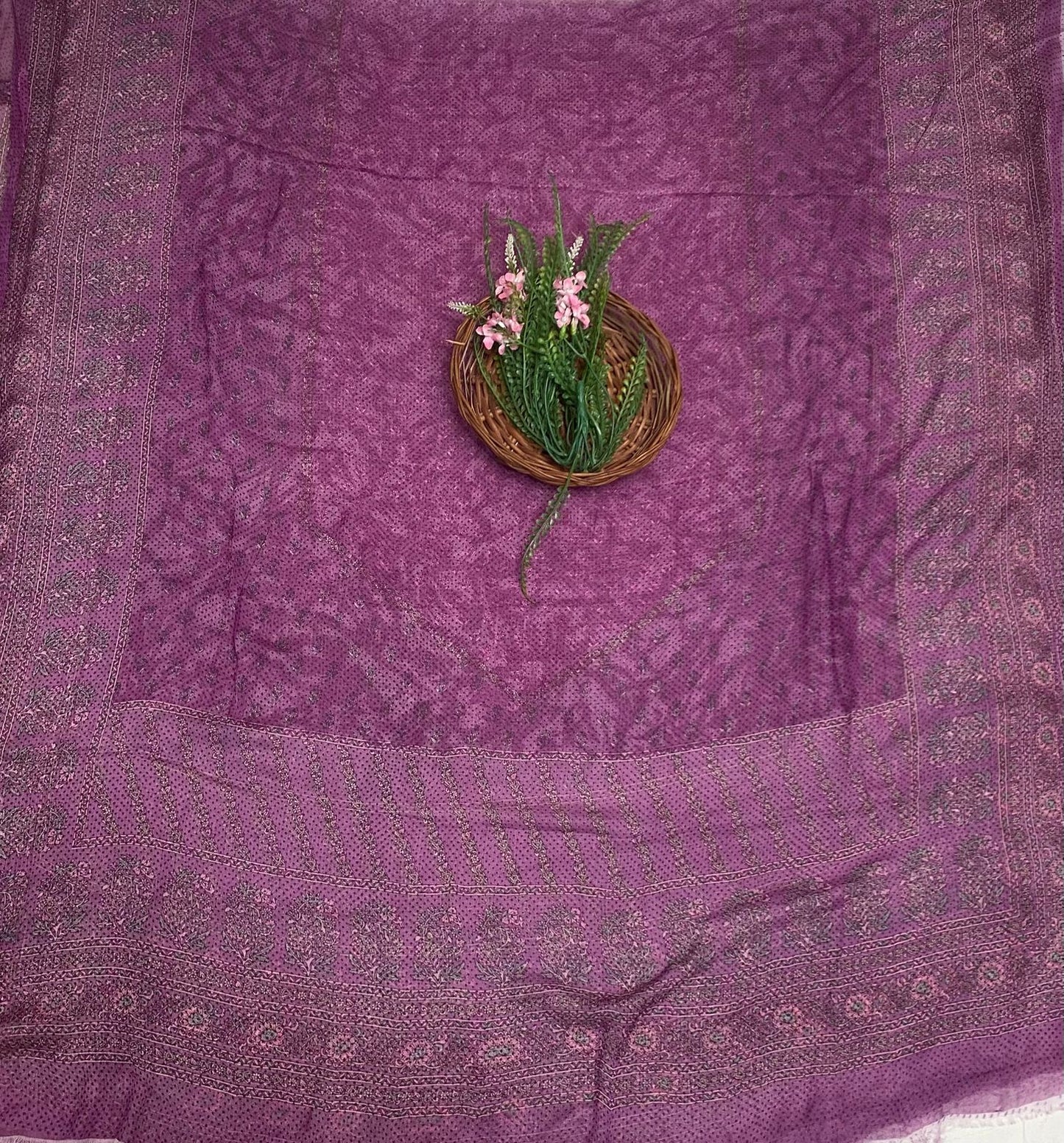 Crepe Wine Suit Fabric / Phoolon Ka Ghar