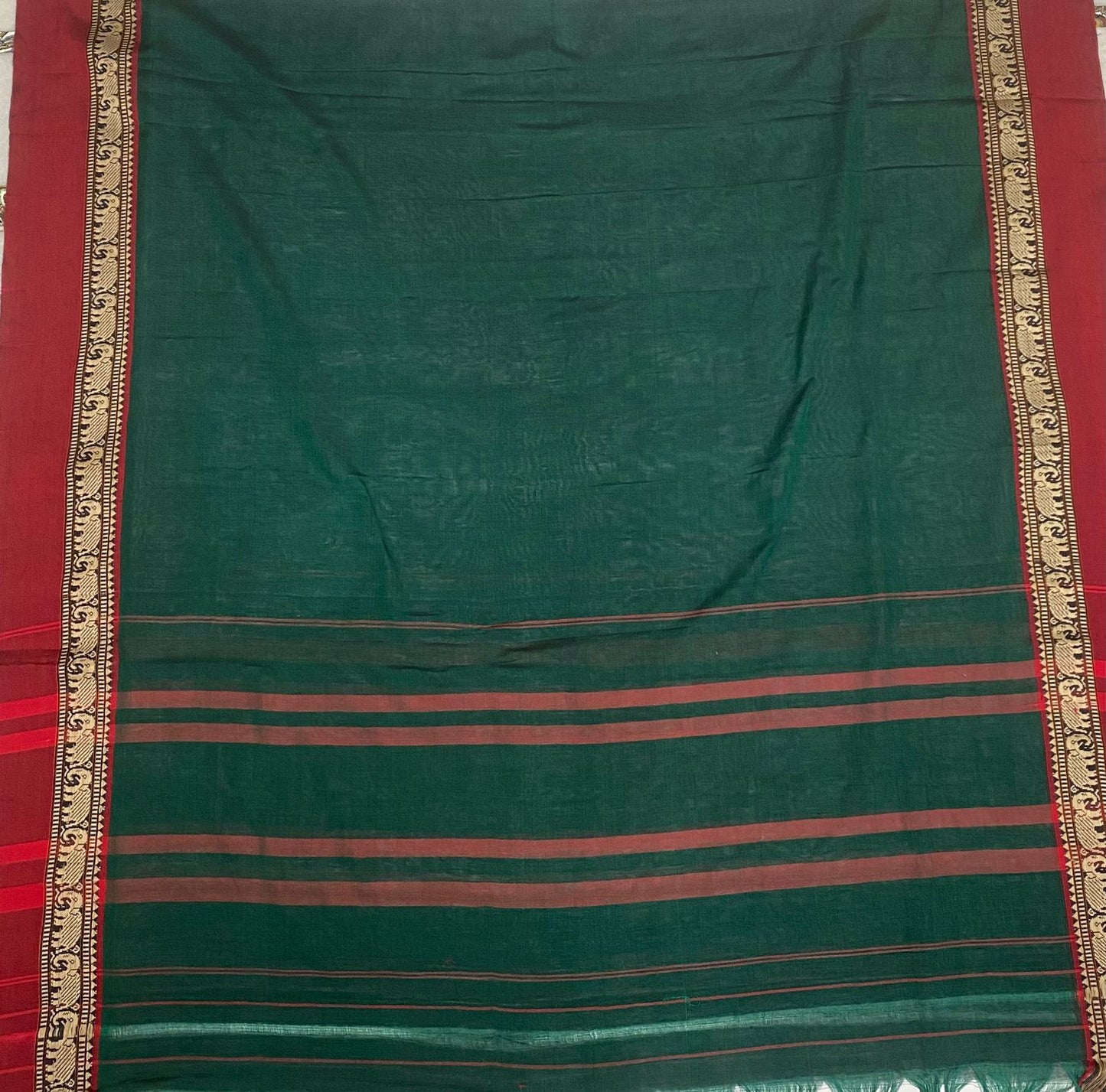 Handloom Cotton Dark Green Suit Fabric / Cotton Bazaar