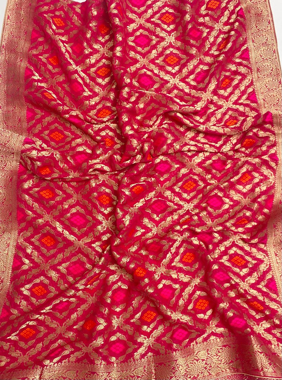 Chanderi Magenta Suit Fabric / Festive Vibe