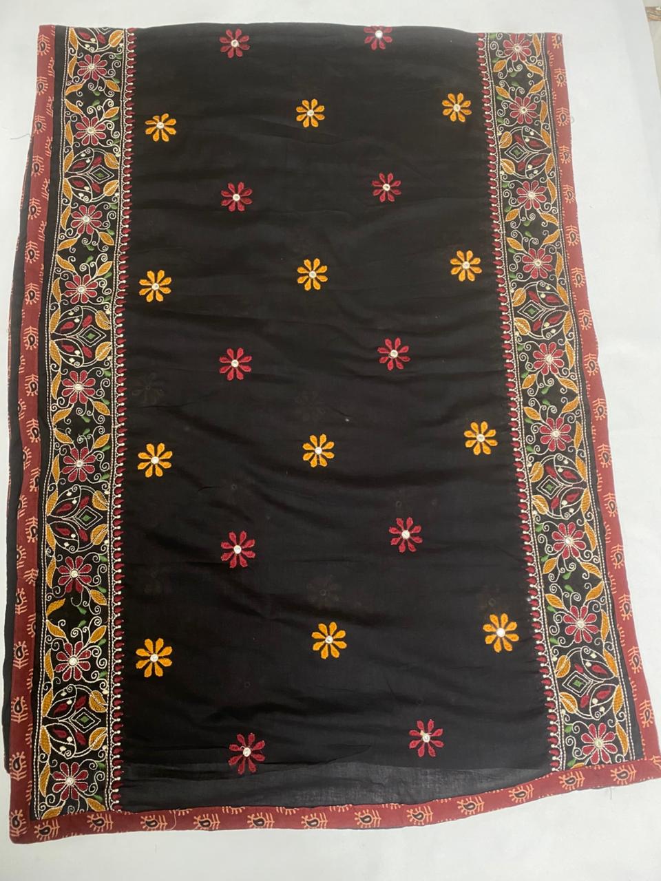 Cotton Maroon With Black Suit Fabric / Cotton Bazaar