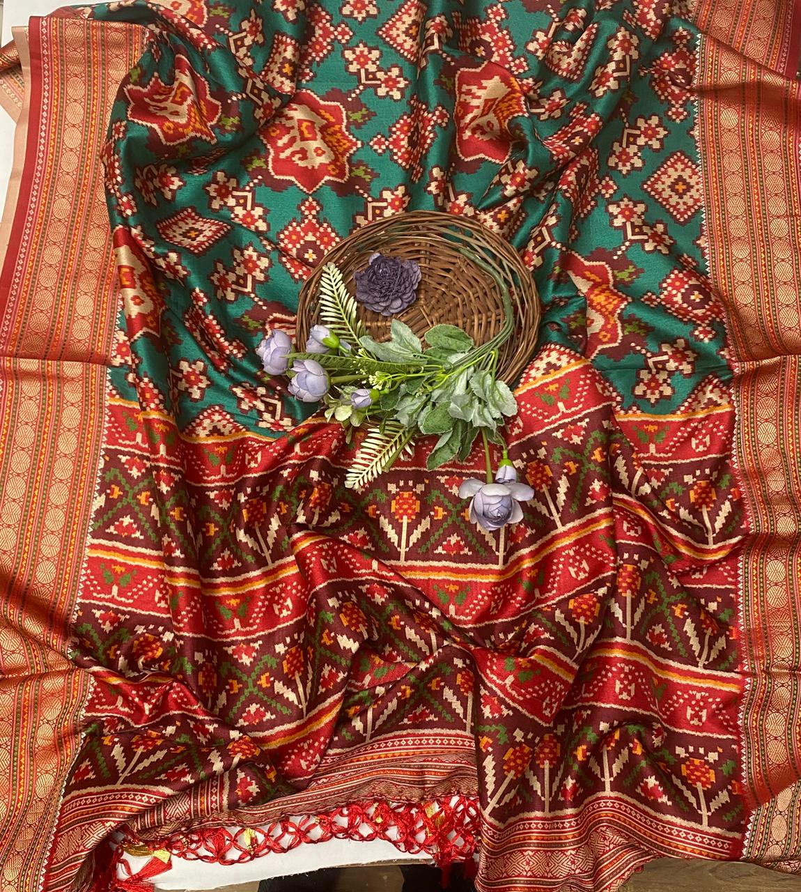 Gajji Silk Dark Green Dupatta Fabric / Festive Vibe