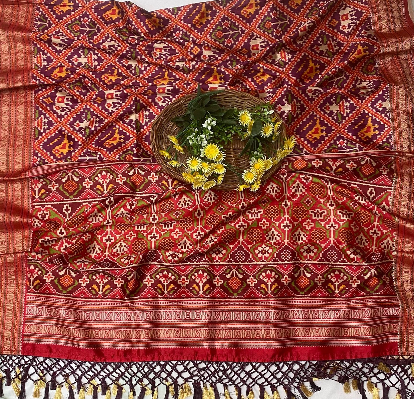 Gajji Silk Wine Dupatta Fabric / Festive Vibe