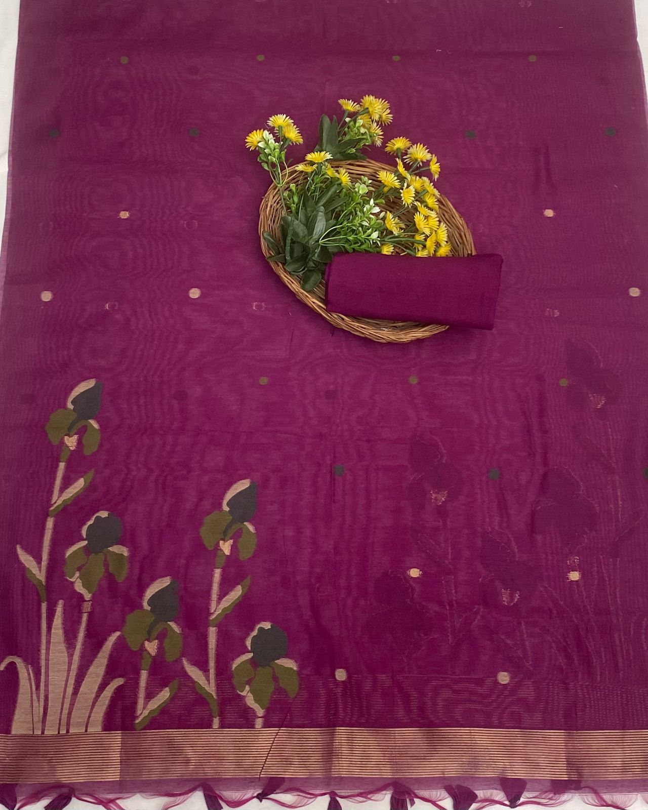 Jamdani Wine Suit Fabric / Jamdani Suits