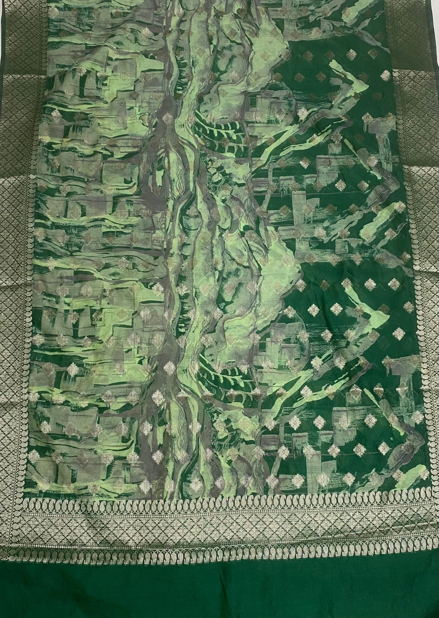 Pure Maheshwari Dark Green Suit Fabric / Festive Vibe
