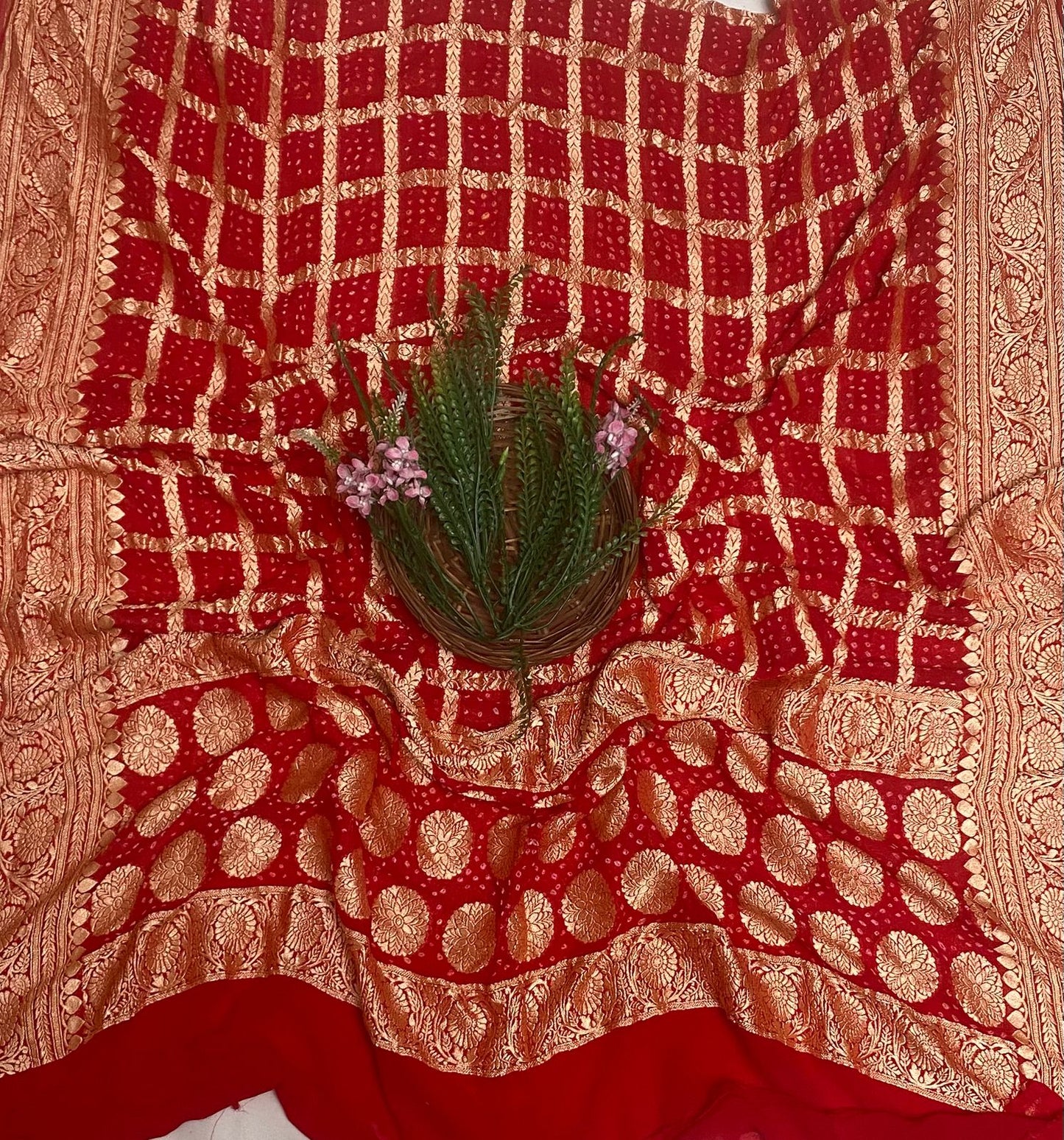 Banarasi Silk Red Suit Fabric/ Karwachauth Collection
