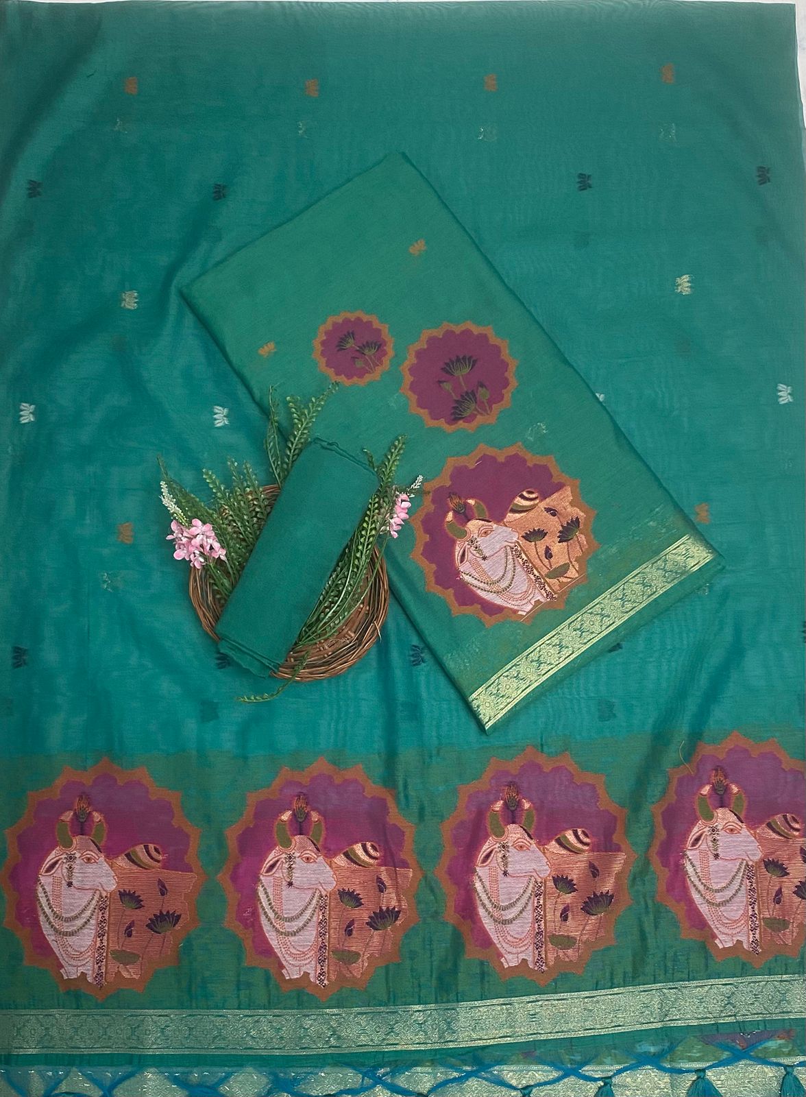 Jamdani Sea Green Suit Fabric / Jamdani Suits