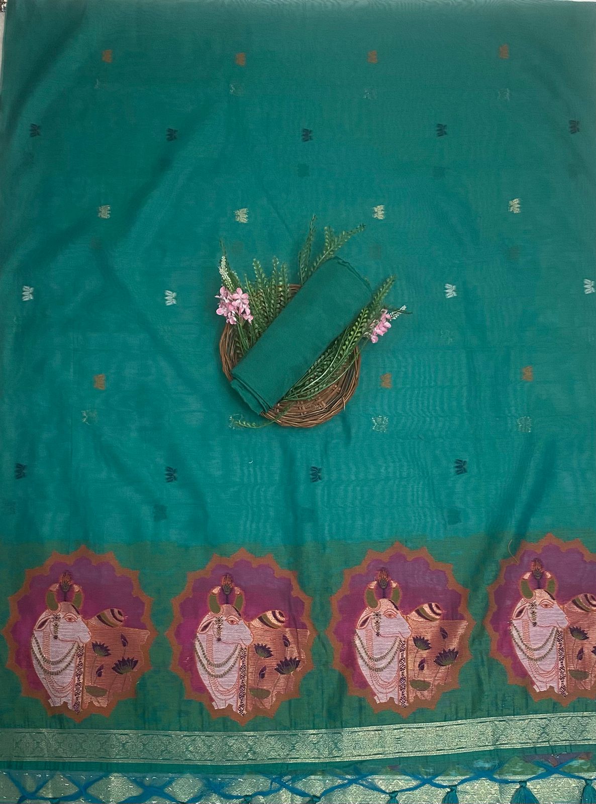 Jamdani Sea Green Suit Fabric / Jamdani Suits