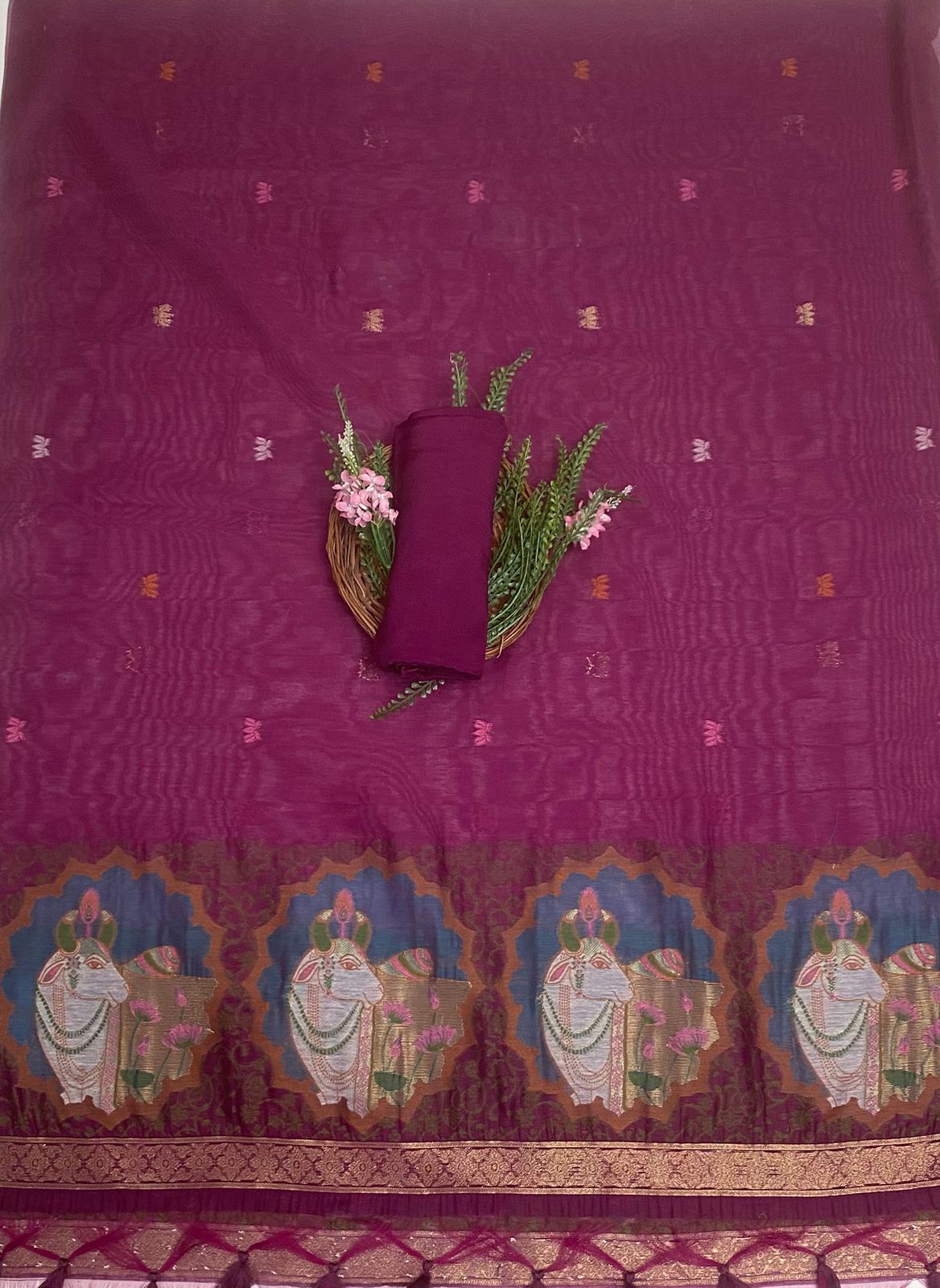 Jamdani Wine Suit Fabric / Jamdani Suits
