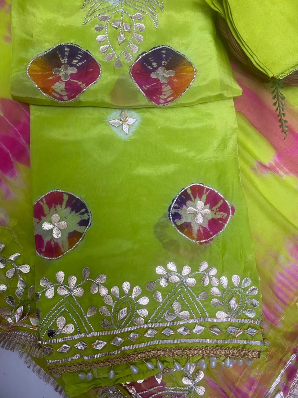 Crepe Green Suit Fabric / Festive Vibe