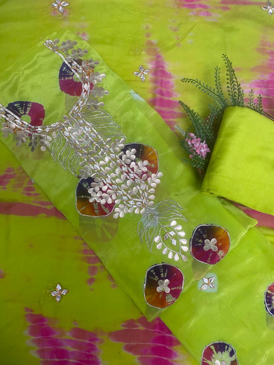 Crepe Green Suit Fabric / Festive Vibe