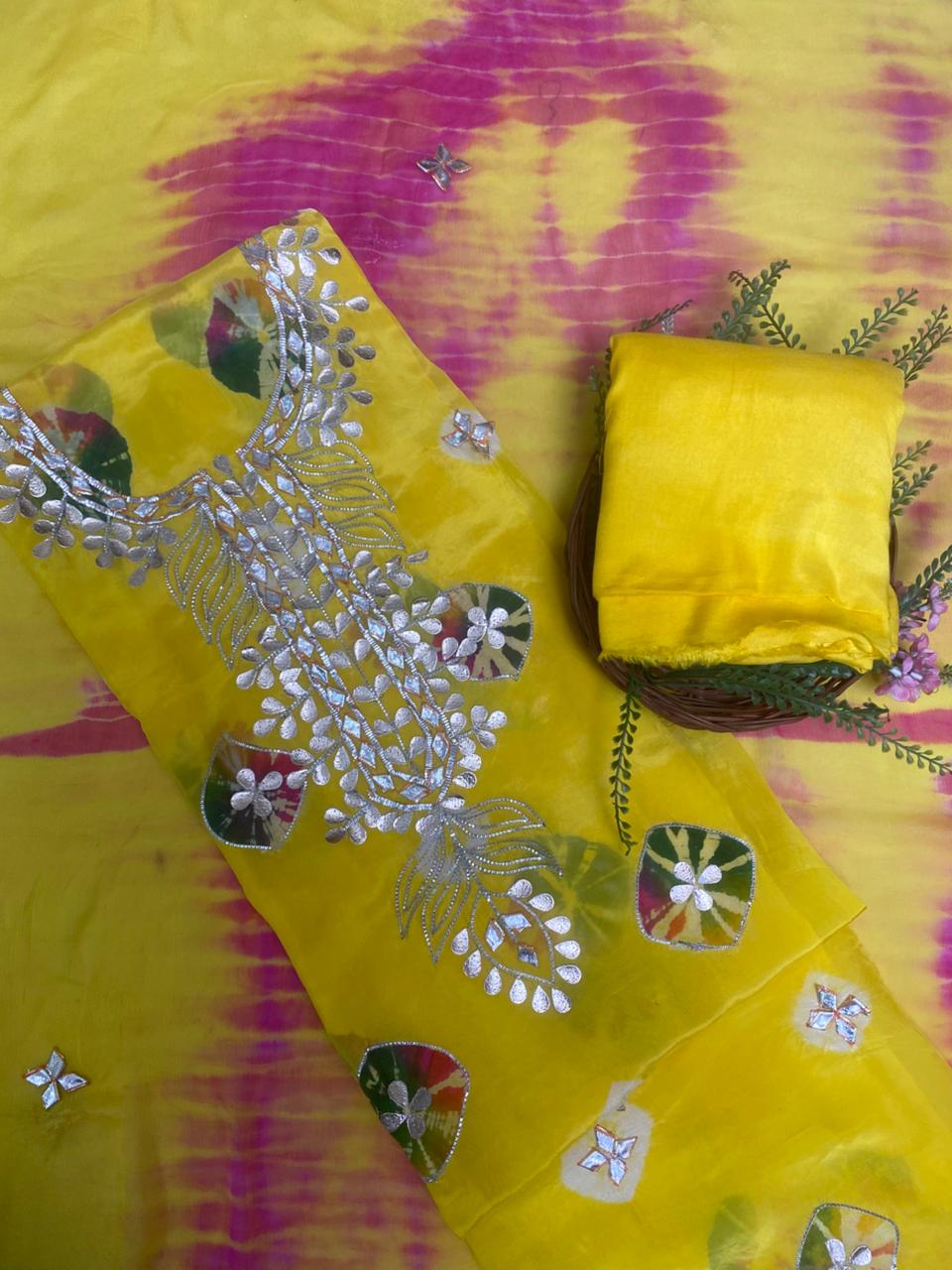 Crepe Yellow Suit Fabric / Festive Vibe