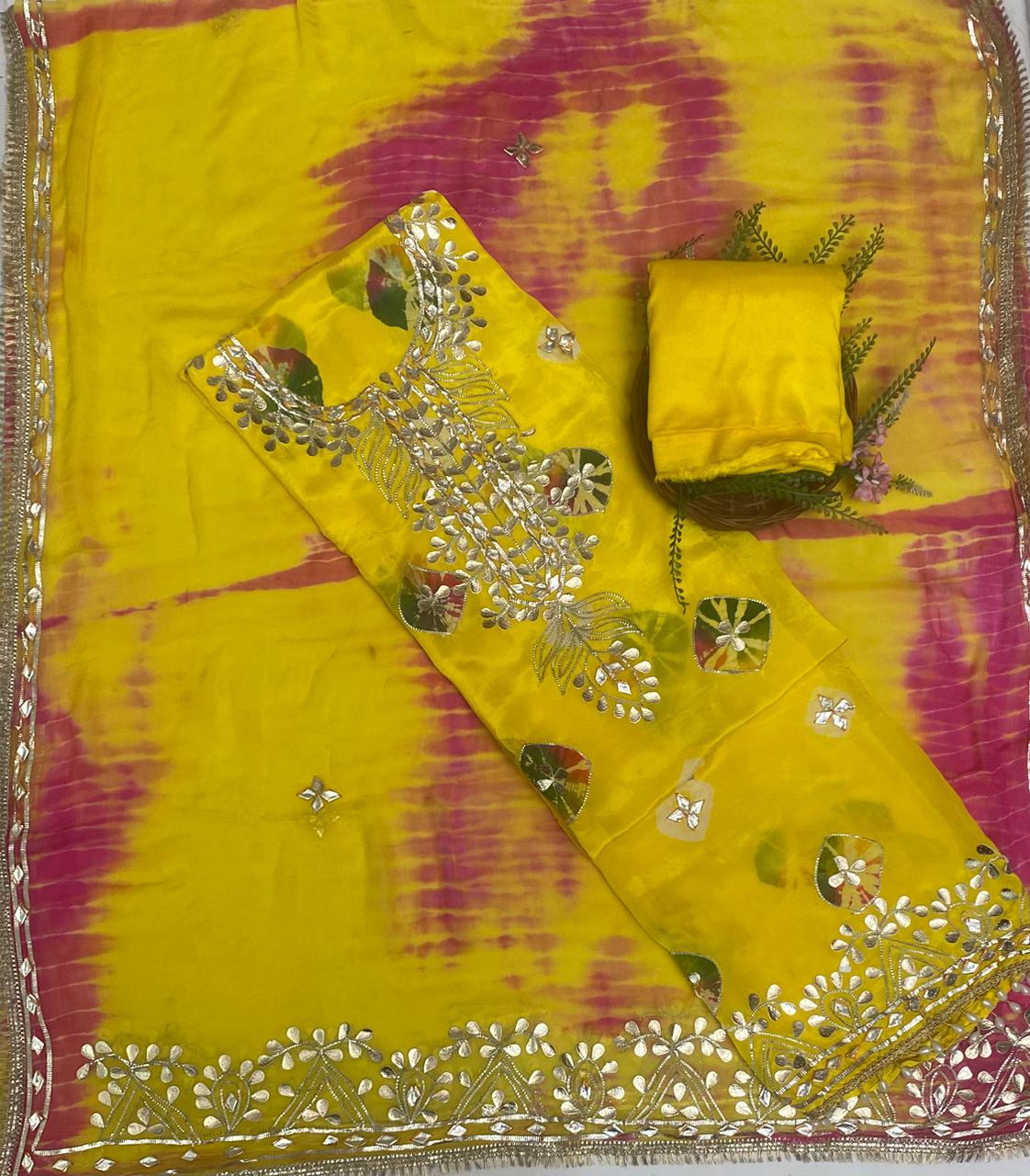 Crepe Yellow Suit Fabric / Festive Vibe