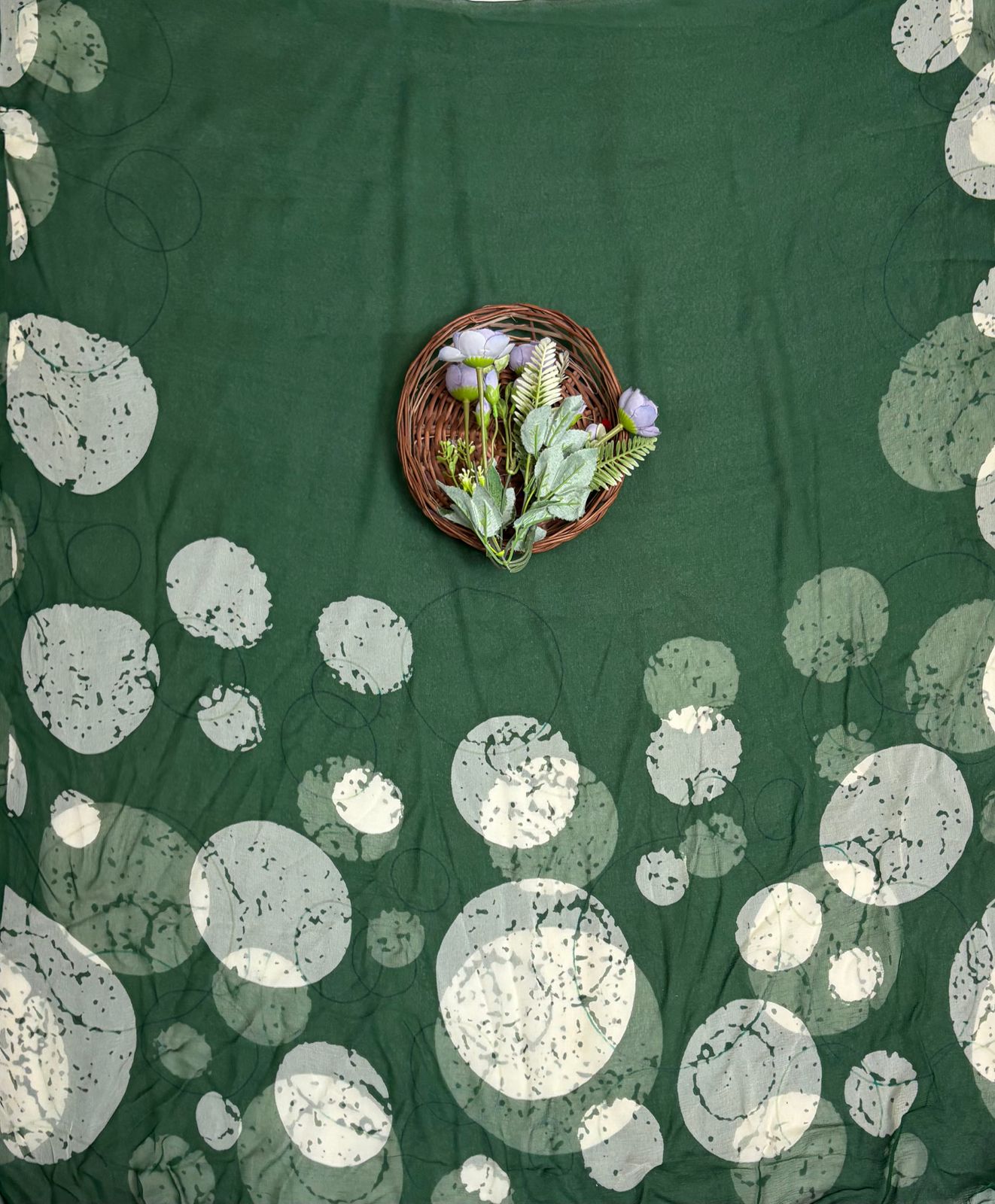 Satin Polka Green Suit Fabric/ Polka Story