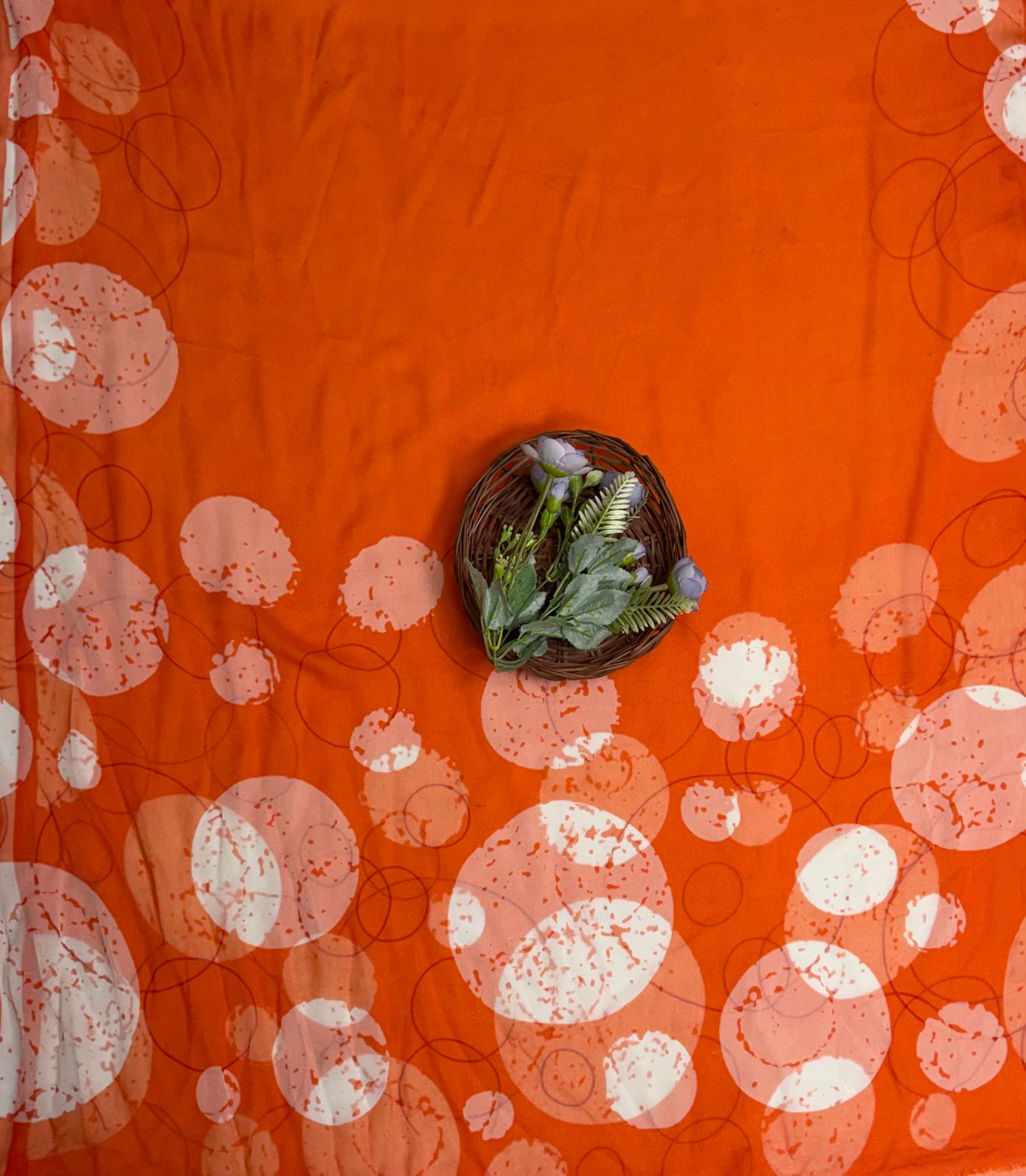Satin Polka Orange Suit Fabric/ Polka Story