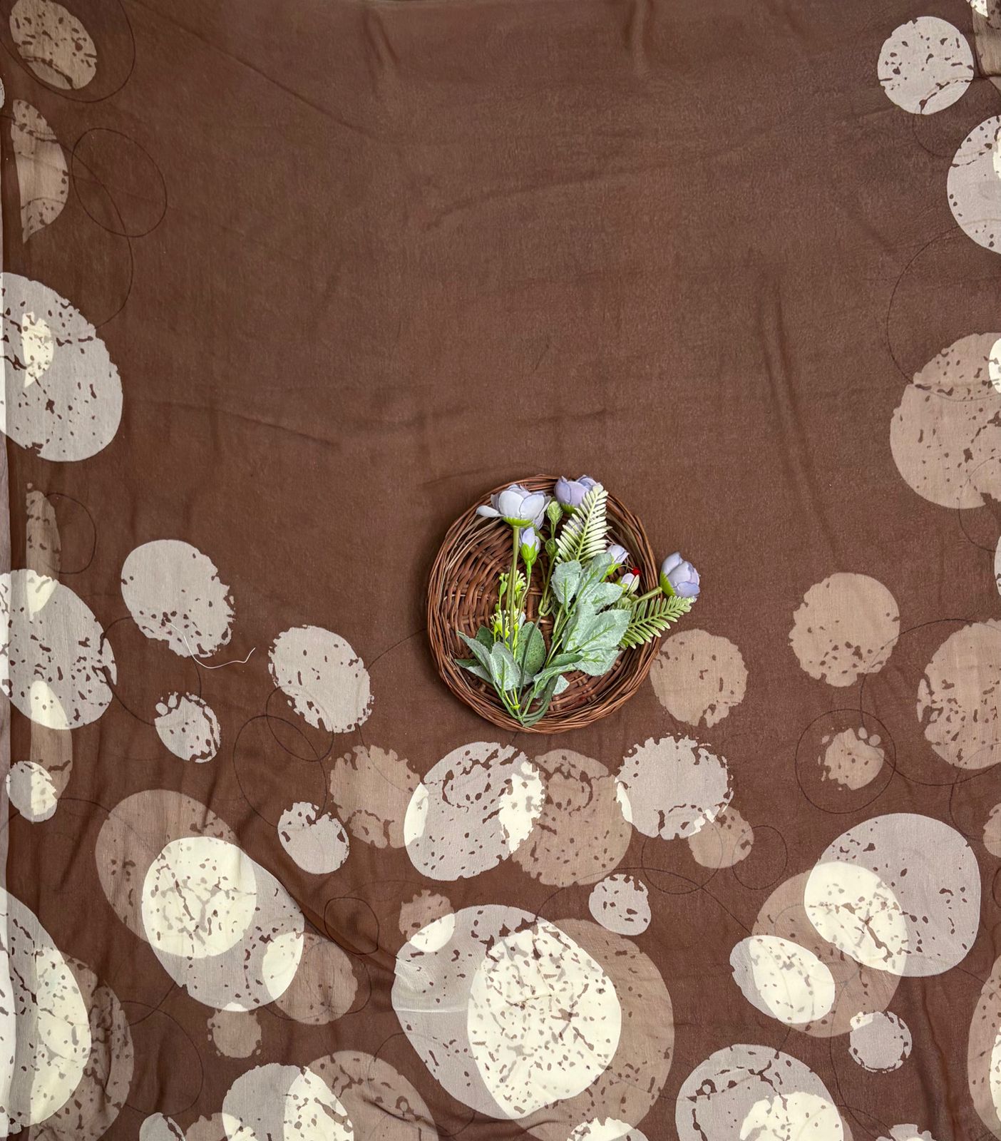 Satin Polka Brown Suit Fabric/ Polka Story