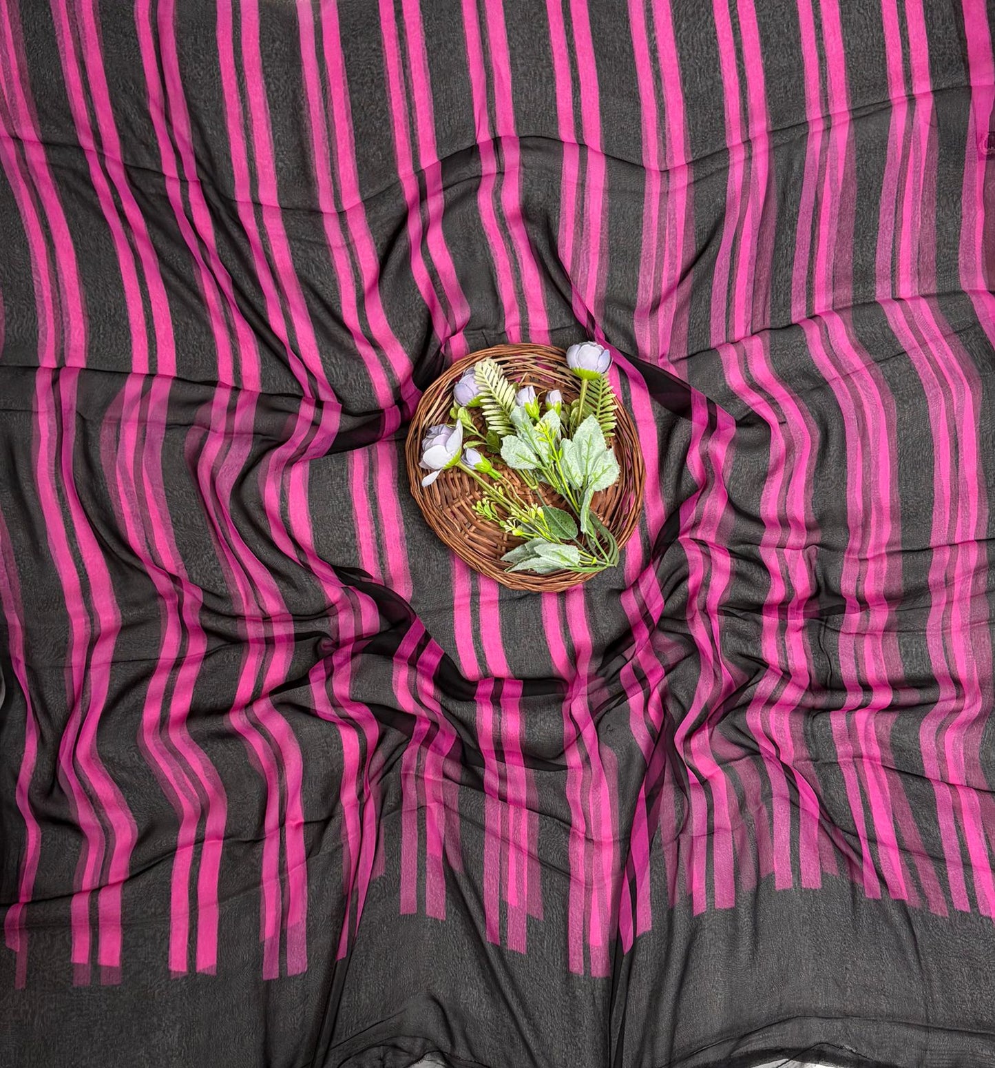 Georgette Hot Pink Suit Fabric / Phoolon Ka Ghar