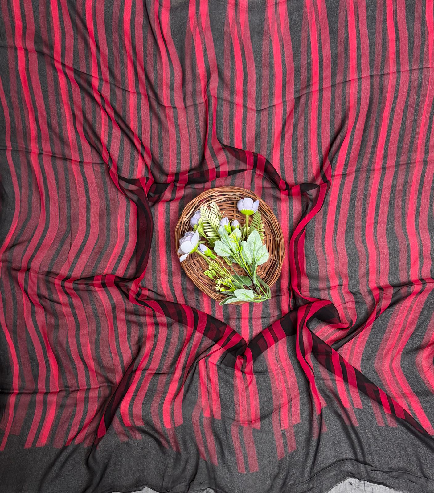 Georgette Red Suit Fabric / Phoolon Ka Ghar