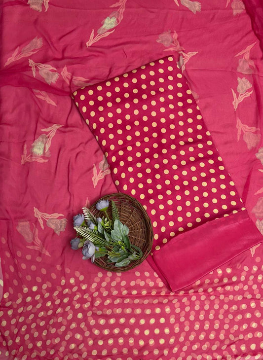 Satin Polka Dark Blush Pink Suit Fabric/ Polka Story