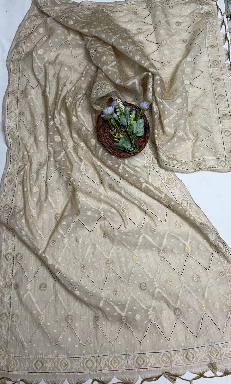 Pure Maheshwari Skin Beige Suit Fabric / Maheshwari Suits