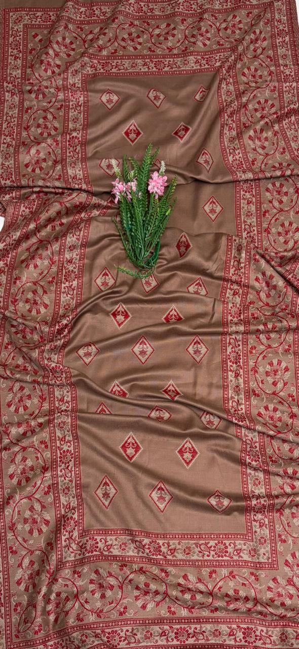 Pashmina Light Brown Suit Fabric/ Winter Suits