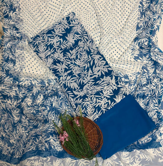 Crepe Navy Blue Suit Fabric / Phoolon Ka Ghar
