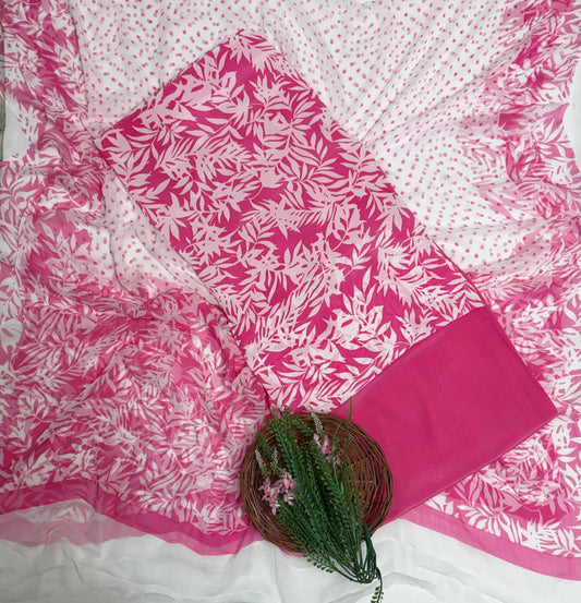 Crepe Pink Suit Fabric / Phoolon Ka Ghar