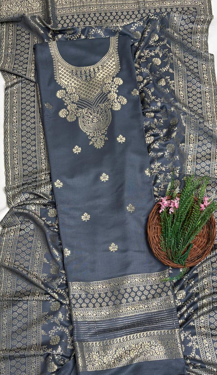 Pashmina Grey Suit Fabric/ Winter Suits