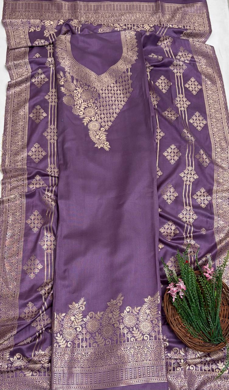 Pashmina Lilac Suit Fabric/ Winter Suits