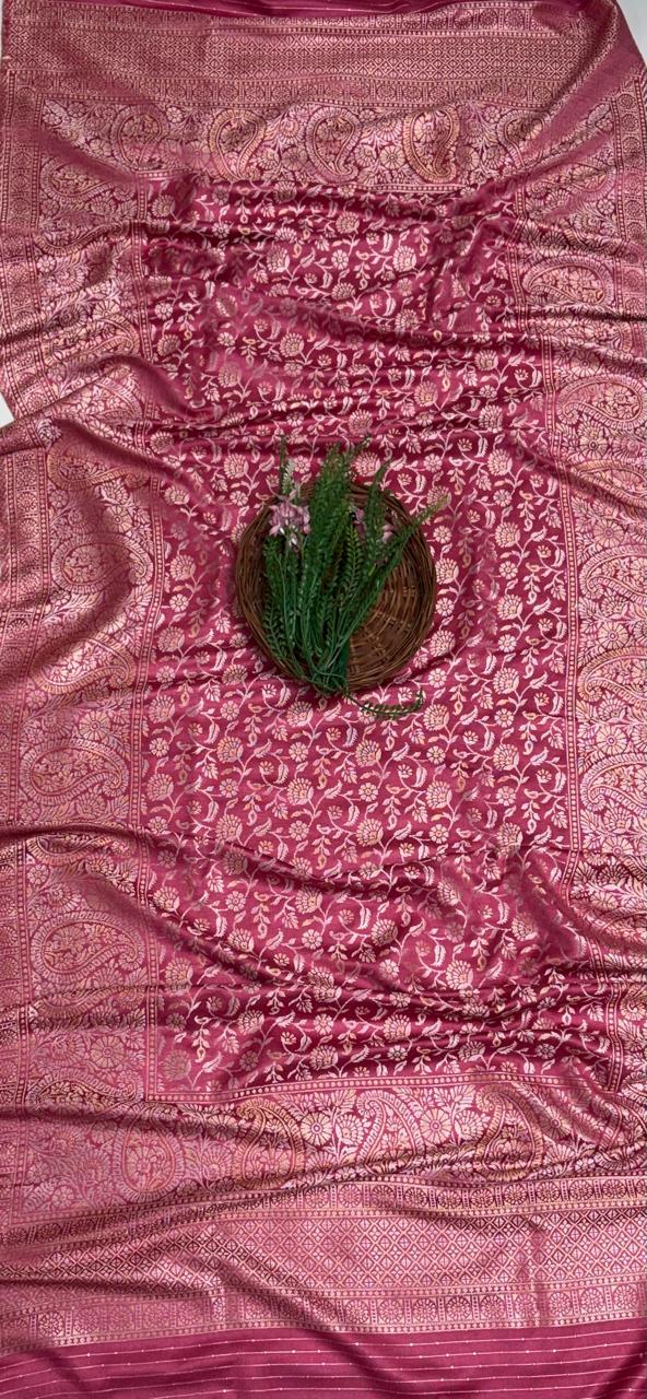 Banarasi Pashmina Dark Blush Pink Suit Fabric/ Winter Suits