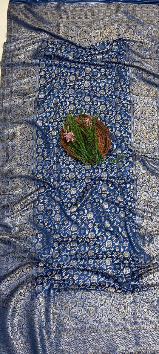Banarasi Pashmina Blue Suit Fabric/ Winter Suits