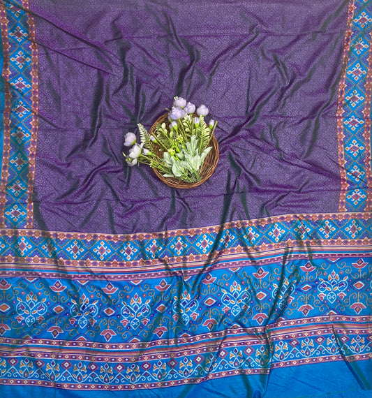 13 A Patola Silk Blue With Purple Suit Fabric / CKC Patola Silk Suits