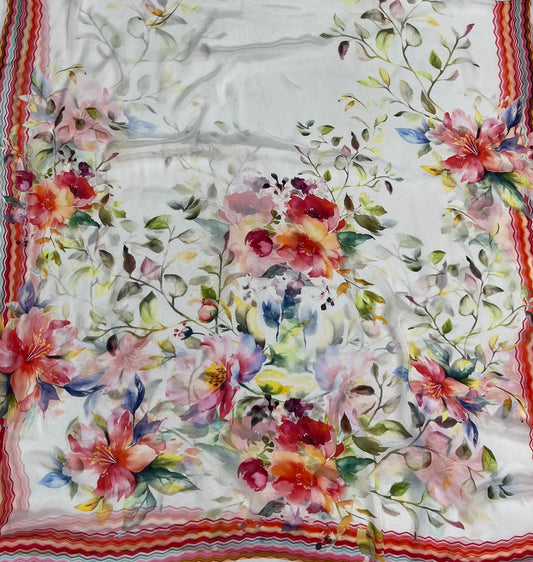 Chinon White Suit Fabric / Phoolon Ka Ghar