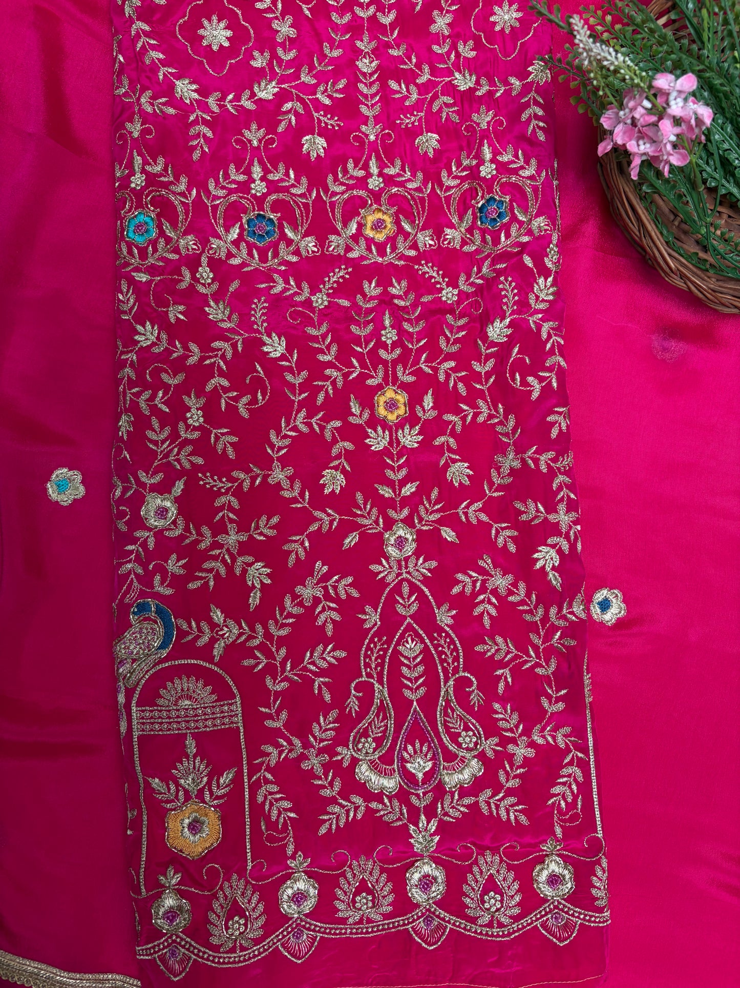 Crepe Magenta Suit Fabric / Karwachauth Collection