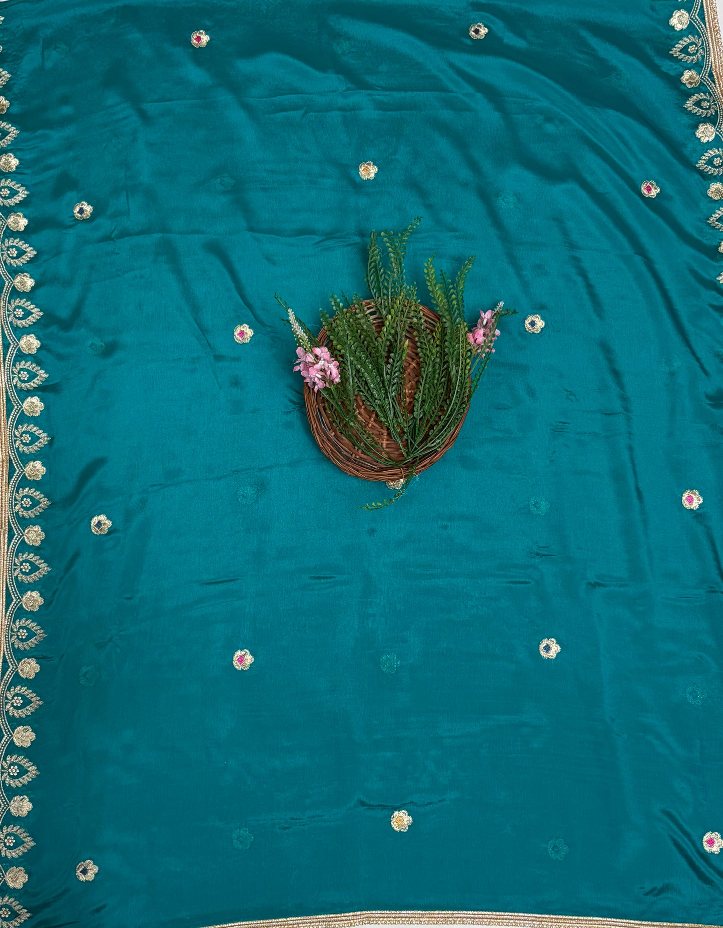 Crepe Sea Green Suit Fabric / Karwachauth Collection