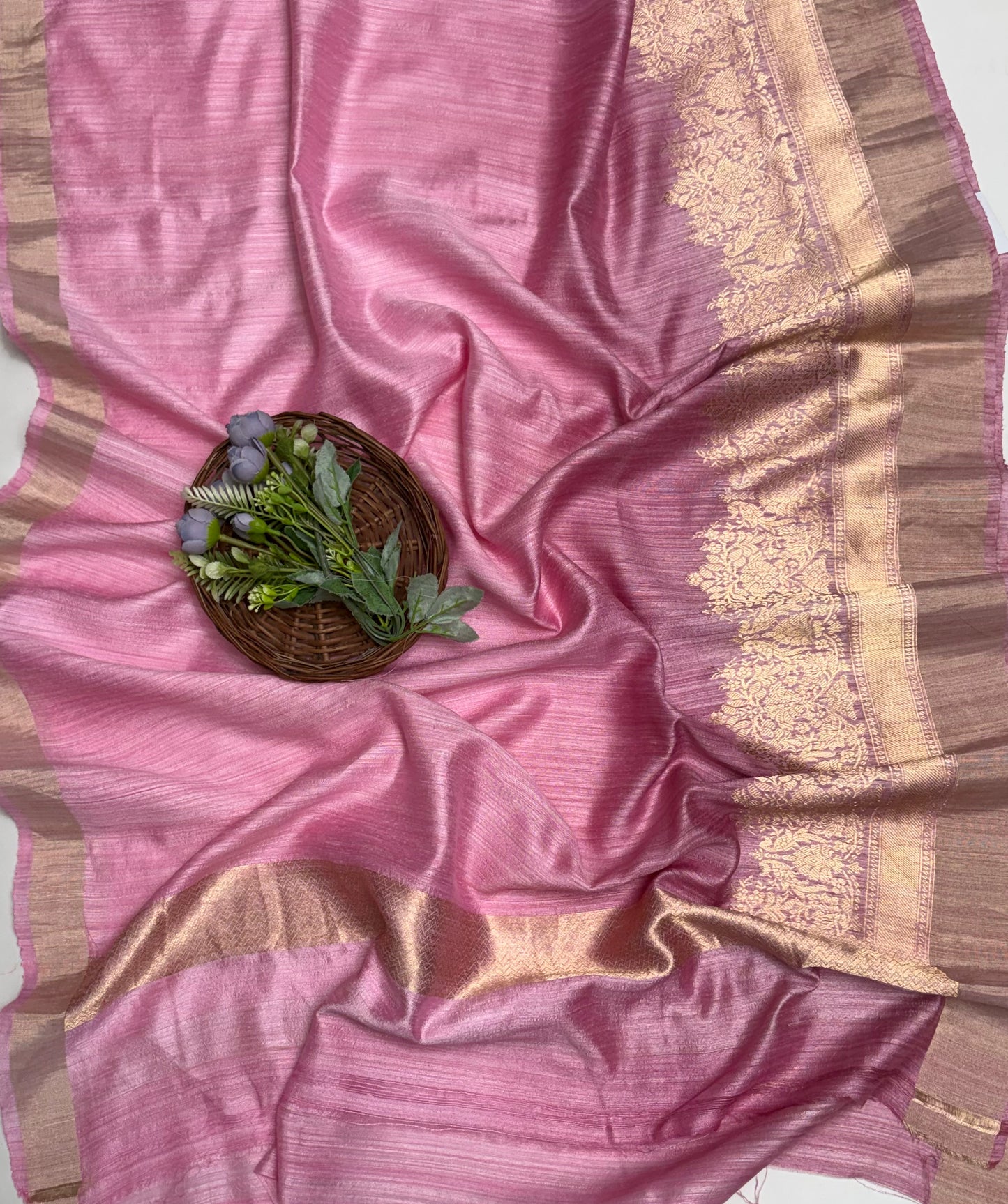 Pure Ghicha Silk Pink Suit Fabric / Banarasi Baithak