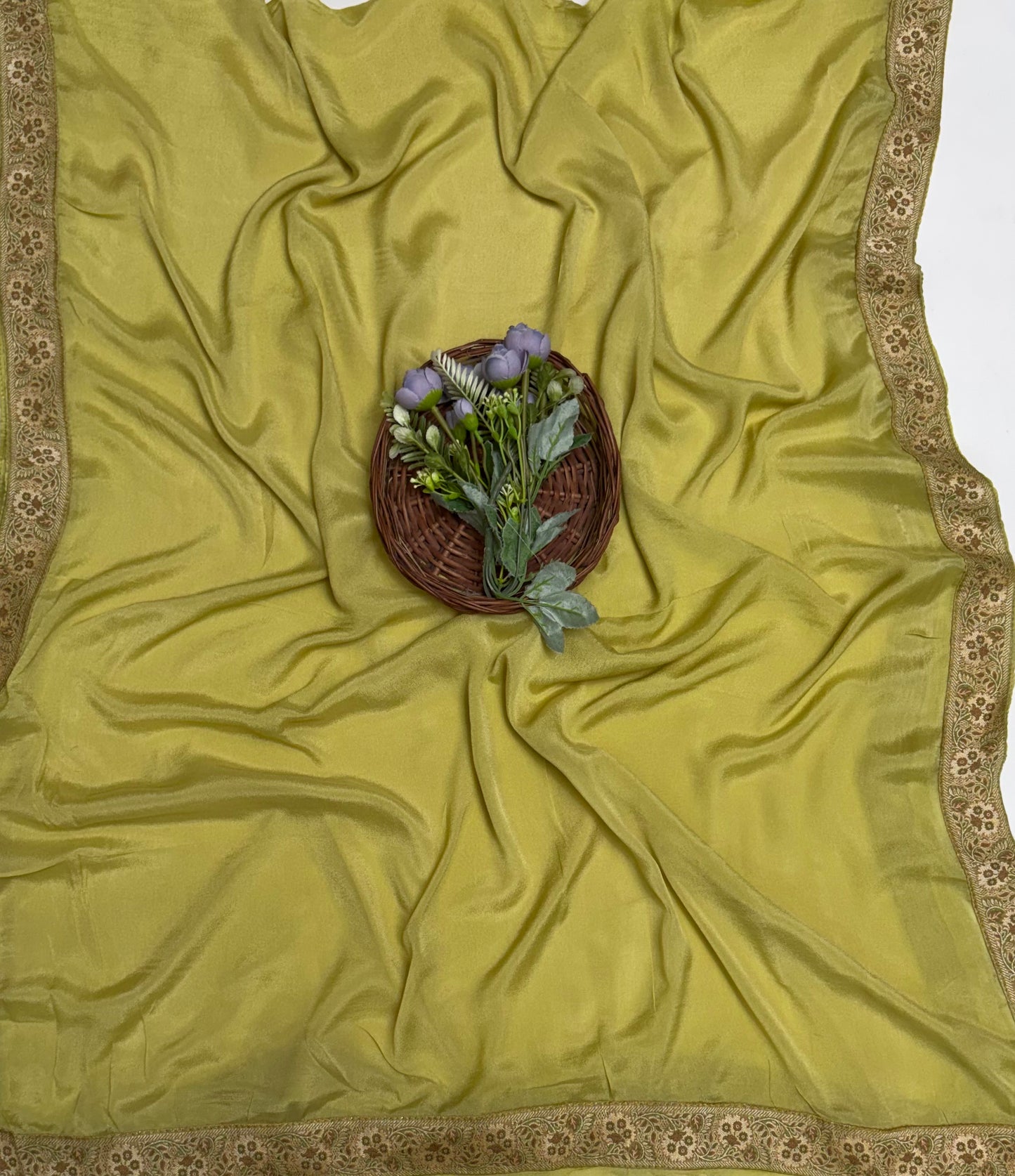 Pure Khaddi Georgette Pista Green Suit Fabric / Banarasi Baithak