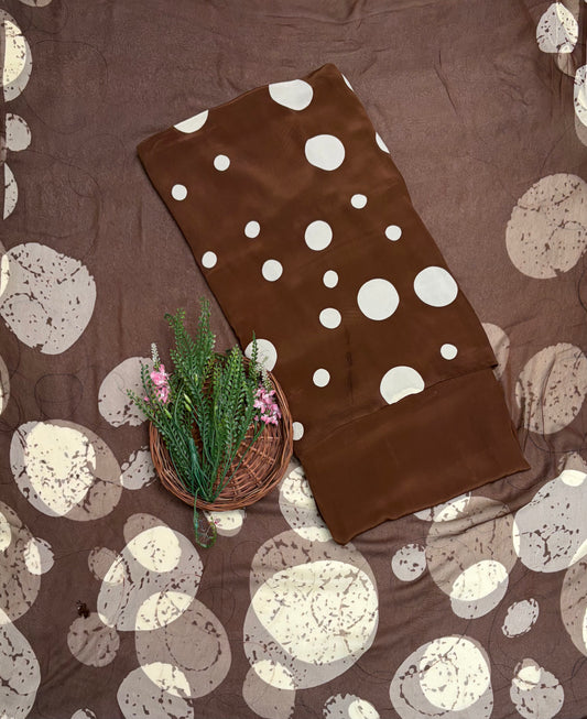 Crepe Polka Brown Suit Fabric/ Polka Story