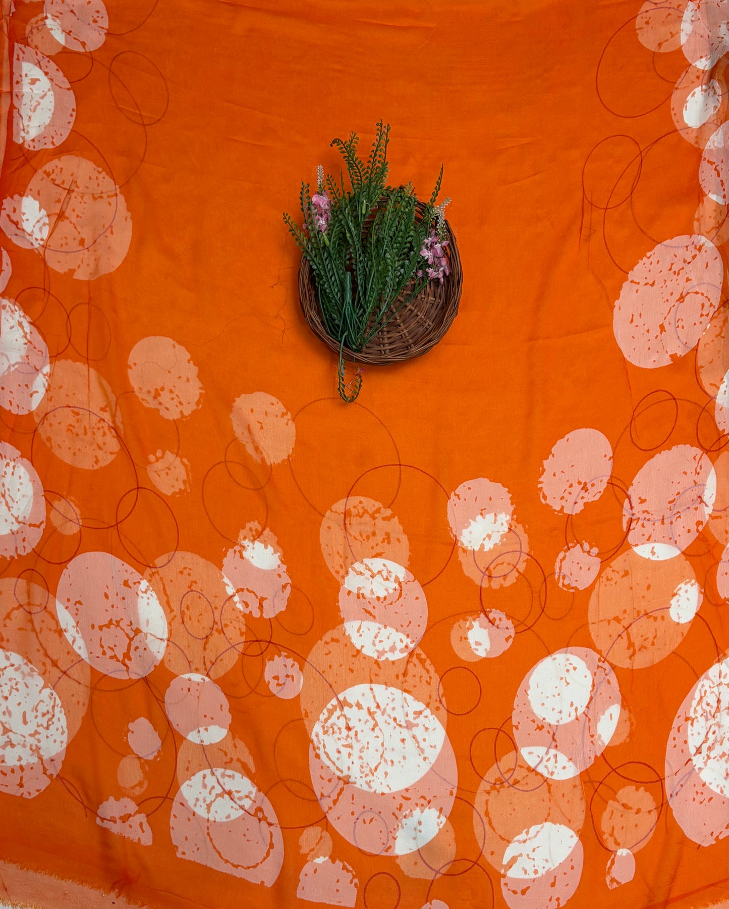 Crepe Polka Orange Suit Fabric/ Polka Story