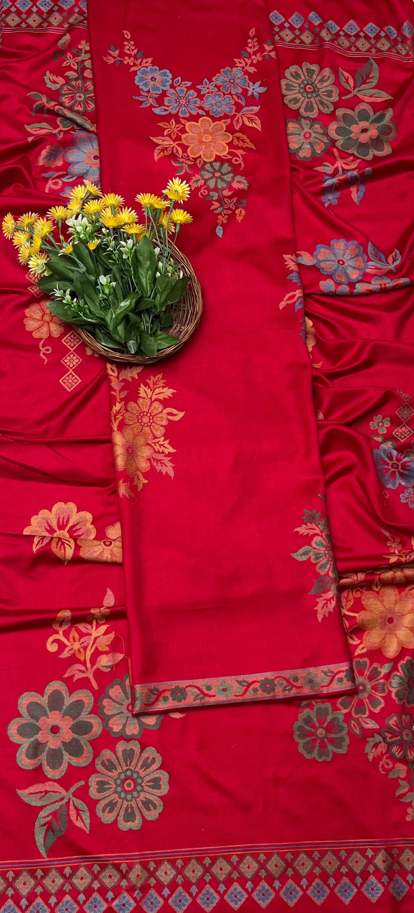 Pashmina Red Suit Fabric - Studio CKC